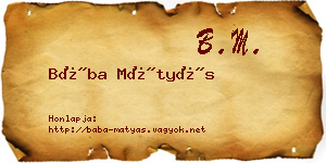 Bába Mátyás névjegykártya
